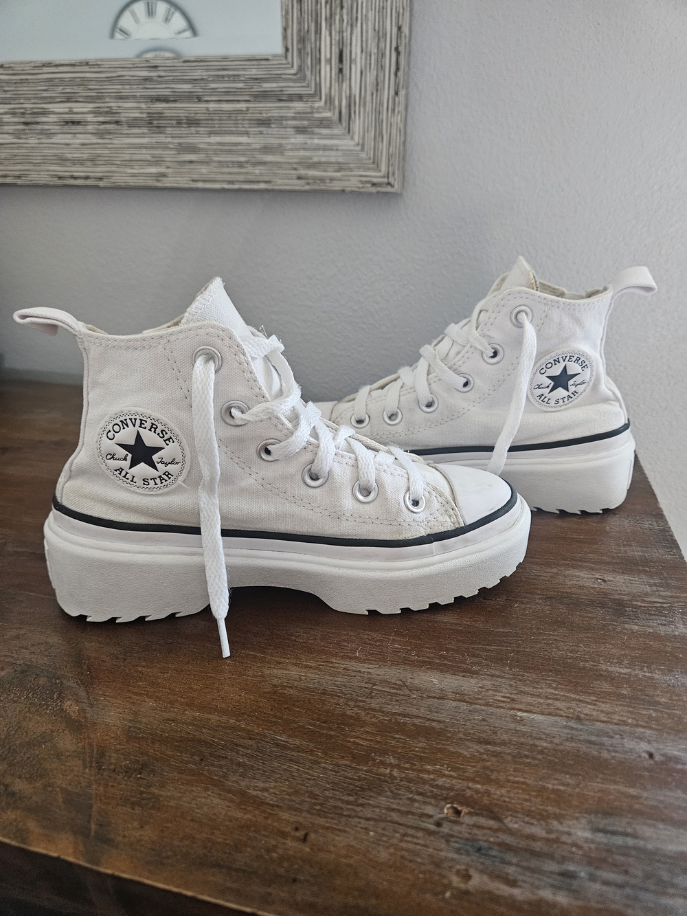 Converse Chuck Taylor All Star Platform High Top Sneakers - White Girls Size 1
